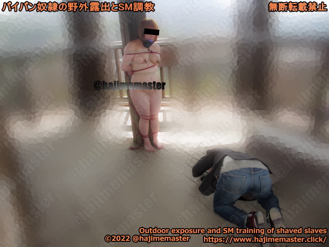 パイパン奴隷恋珀の野外調教｜全裸の野外磔を顔出しで参加者に写真撮られる